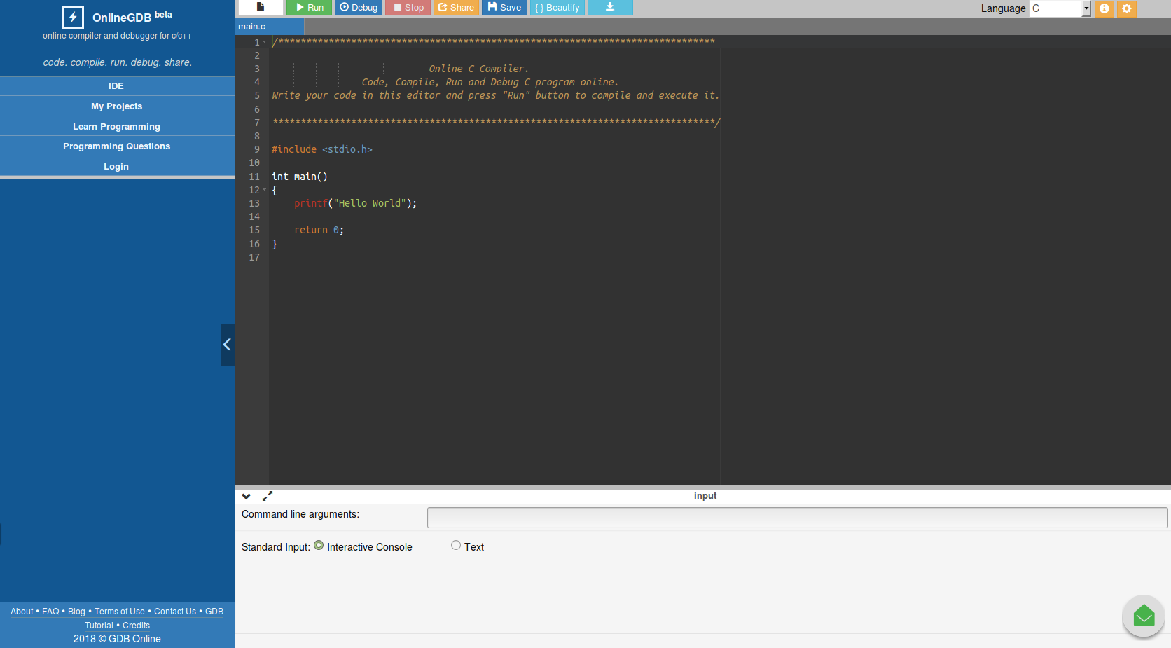 OnlineGDB – C and C++ Compiler and Debugger