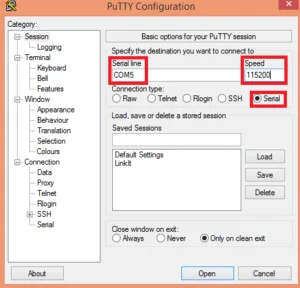 Nastavení sériového připojení k ESP32 v Putty — konfigurace pro MicroPython REPL
