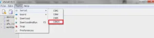 V uPyCraftu je v nabídce Serial vybrán port COM25
