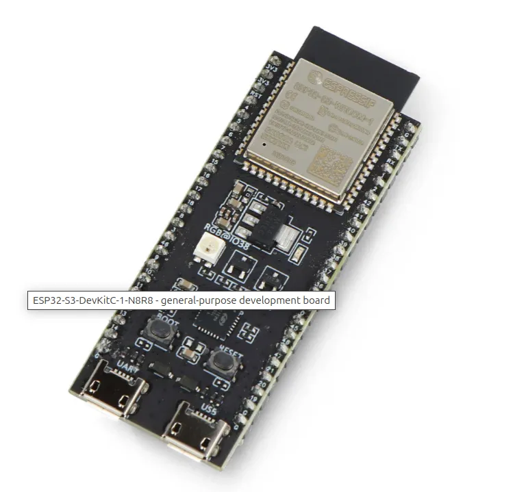 Vývojová deska ESP32-S3-DevKitC-1-N8R8 s konektorem USB-C a modulem ESP32-S3-WROOM-1