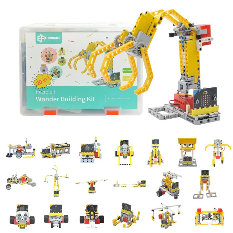 Stavebnice Elecfreaks Micro:bit Wonder Building Kit s různými sestavenými roboty