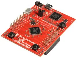 Červená vývojová deska Texas Instruments Tiva C LaunchPad s mikrokontrolérem TM4C123G