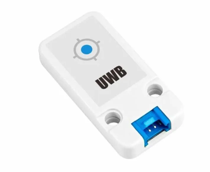Bílý širokopásmový modul UWB s modrým USB konektorem