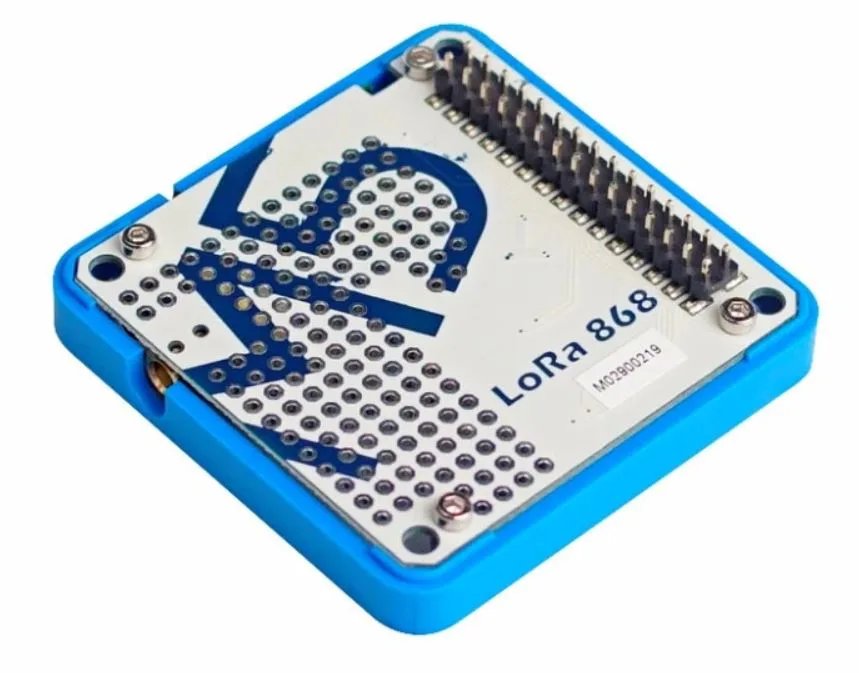 Modul M5Stack LoRa 868MHz s konektory a popisem LoRa 868
