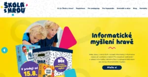 Banner Škola hrou s dětmi a výukovými materiály k informatickému myšlení