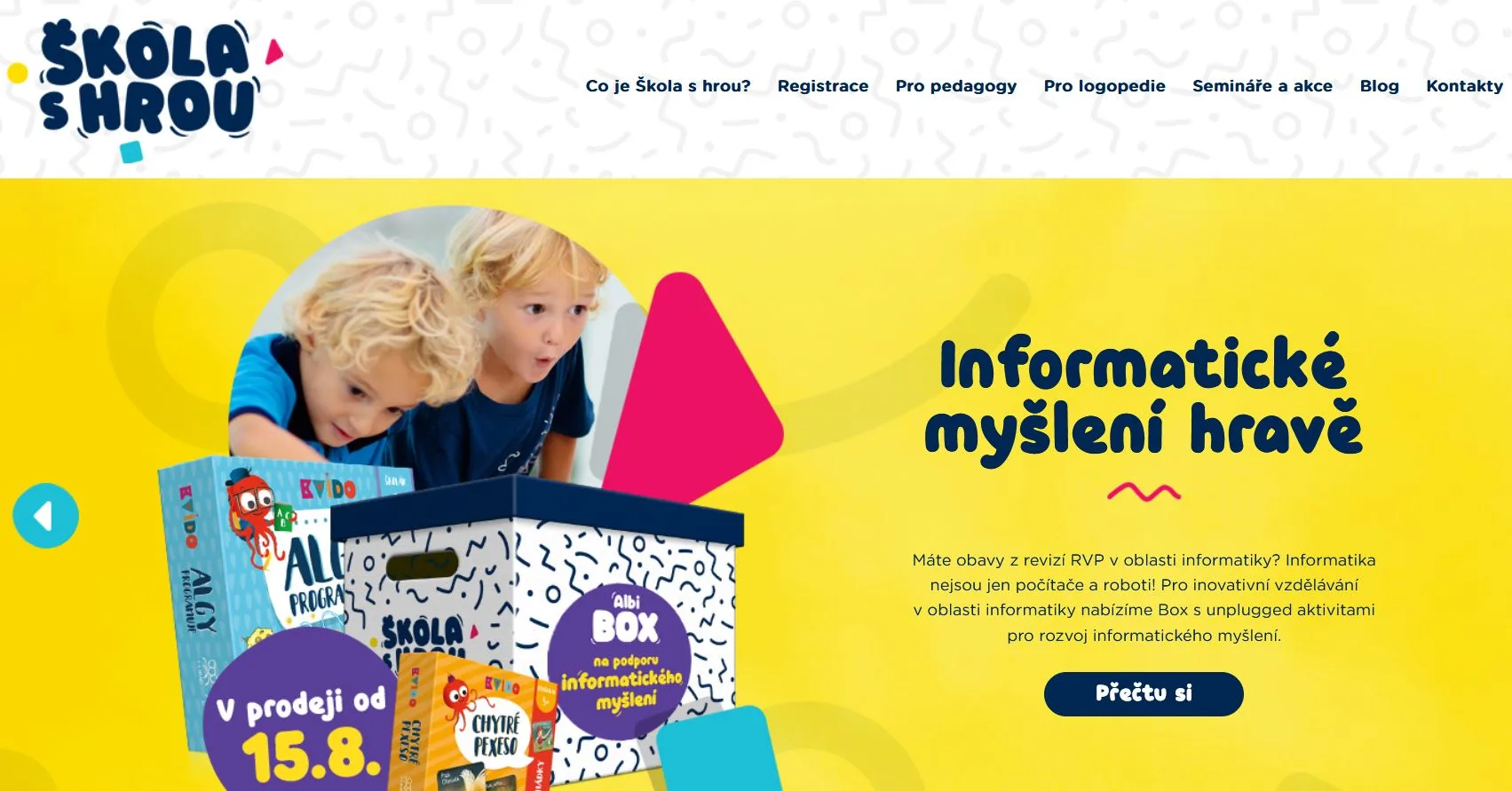 Webová stránka Škola hrou propaguje Albi box pro rozvoj informatického myšlení