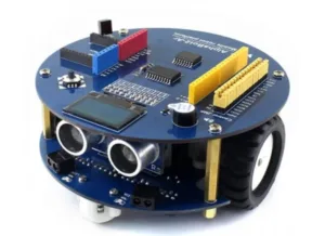 3D model robotického vozítka AlphaBot2 s elektronikou a dvěma koly