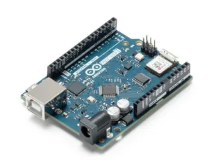 Modrá vývojová deska Arduino Uno WiFi rev. 2 s konektory a součástkami