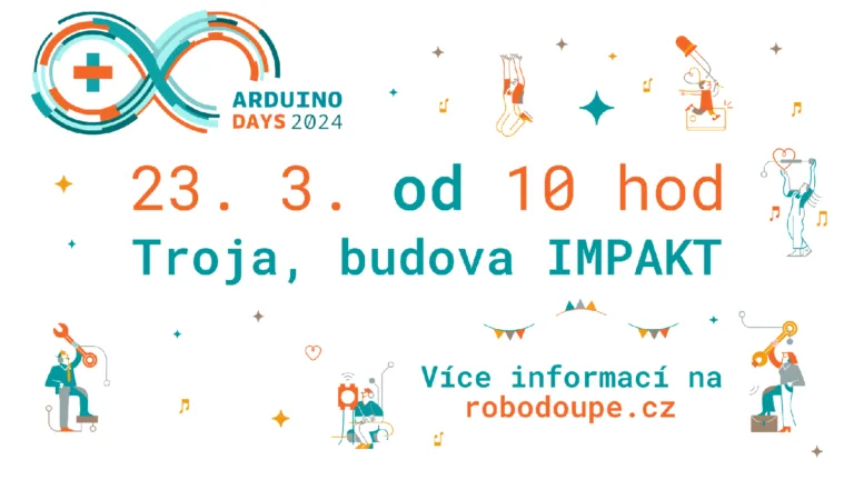 Grafika Arduino Day 2024 s datem 23. března a místem MFF UK Troja