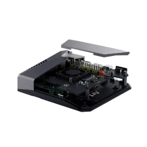 Rozložená krabička Argon40 One s Raspberry Pi 4B, ventilátorem a odnímatelným víkem