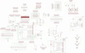 Schéma desky Atmel s obvody ATmega8, ATtiny2313 a ATtiny12