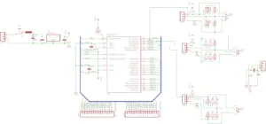 Schéma tříkanálového automobilového teploměru s ATMega8 a čidly LM335