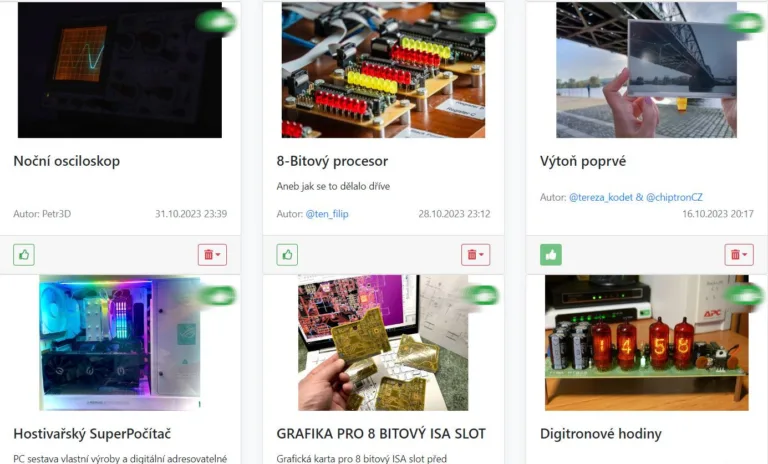 Přehled hlasovací galerie se šesti fotografiemi projektů pro Bastlířský kalendář