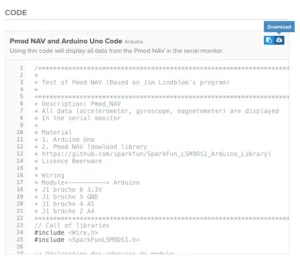 Ukázka Arduino kódu pro připojení modulu Pmod NAV k desce Arduino Uno