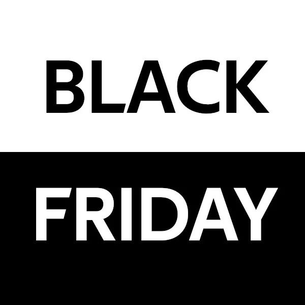 Černobílá grafika s nápisem Black Friday