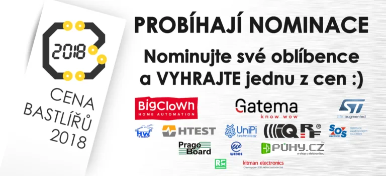 Grafika nominací na Cenu bastlířů 2018 s logy soutěžních projektů