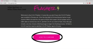 Webová aplikace C.H.I.P. Flasher v prohlížeči s tlačítkem Add to Chrome
