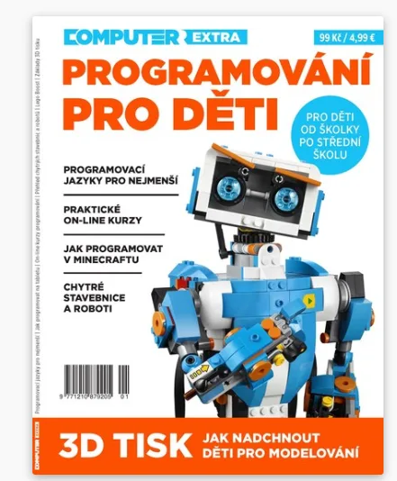Obálka speciálu Computer Extra o programování pro děti s obrázkem robota