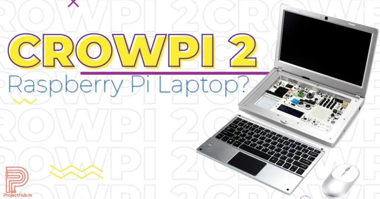 Ilustrace otevřeného vývojového netbooku CrowPi-2 s deskou pod klávesnicí