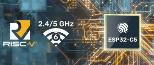 Grafika čipu ESP32-C5 s podporou Wi-Fi 6 v pásmech 2,4 a 5 GHz