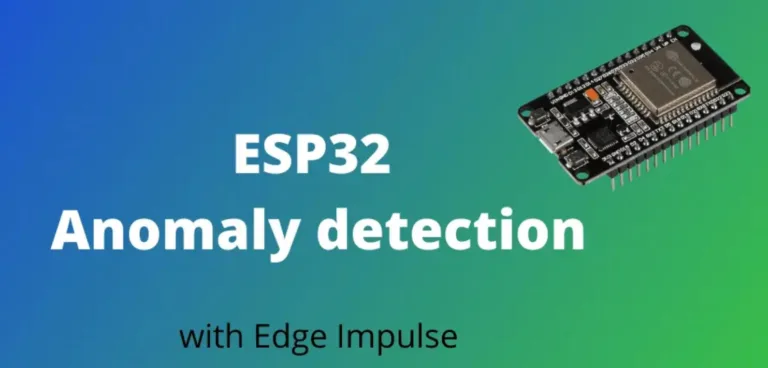 Nápis ESP32 Anomaly detection with Edge Impulse a ilustrace vývojové desky