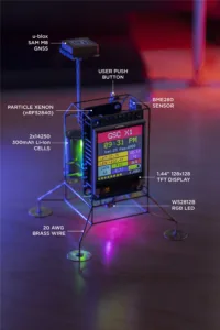 3D návrh hodin s displejem TFT, GNSS modulem a senzorem BME280