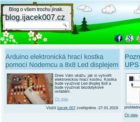 Snímek stránky blog.ijacek007.cz s návodem na elektronickou hrací kostku