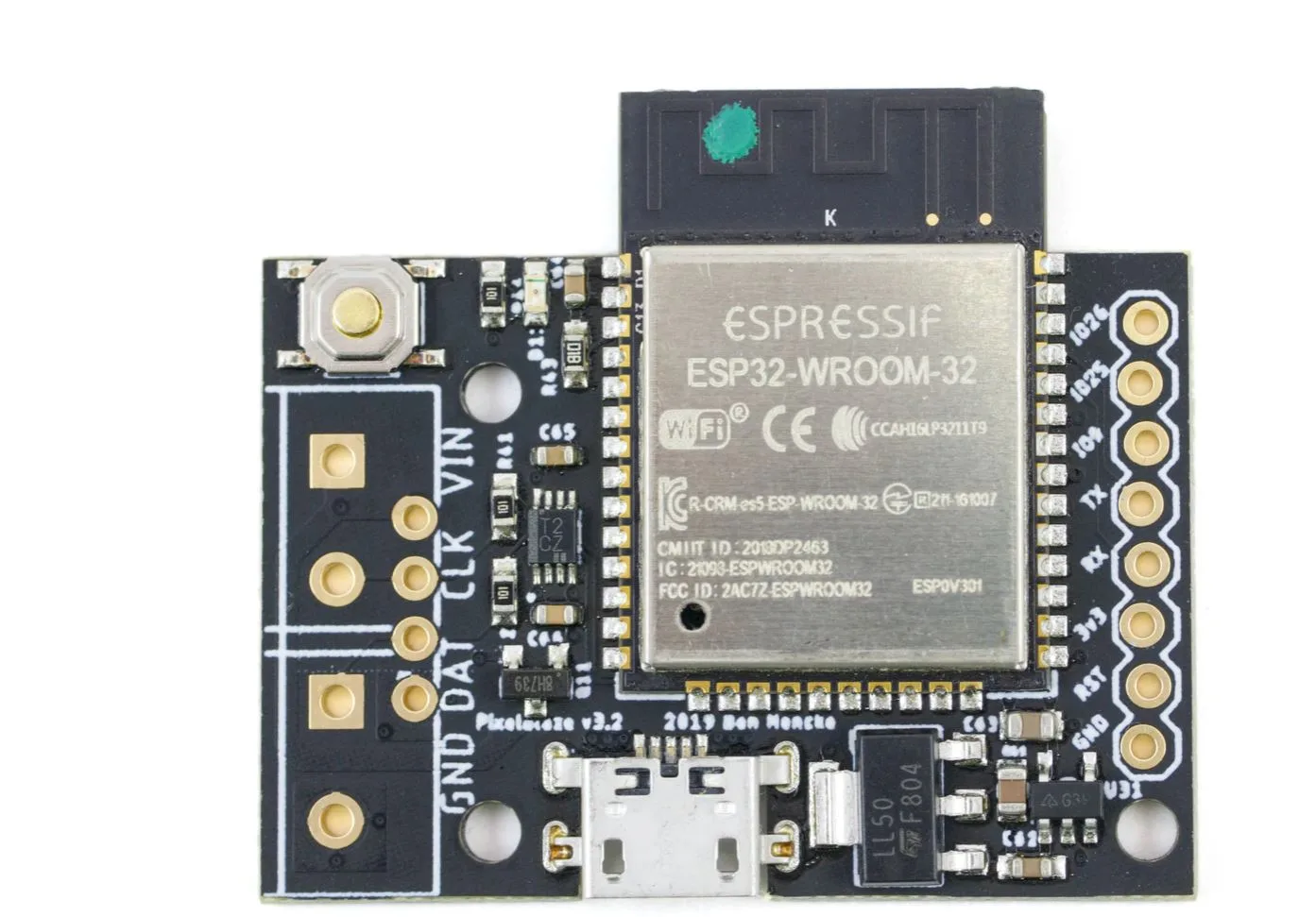 Vývojová deska PixelBlaze s modulem ESP32 pro ovládání LED polštáře