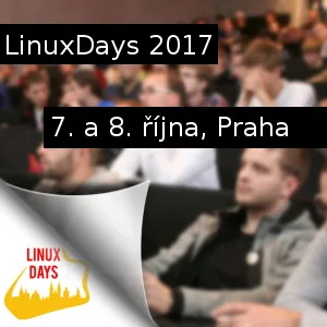 Propagační grafika konference LinuxDays 2017 s datem 7. a 8. října v Praze