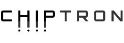 Logo webu Chiptron tvořené šedým nápisem a třemi bloky