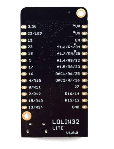 Deska LoLin32 Lite s mikrokontrolérem ESP32 a popisky pinů