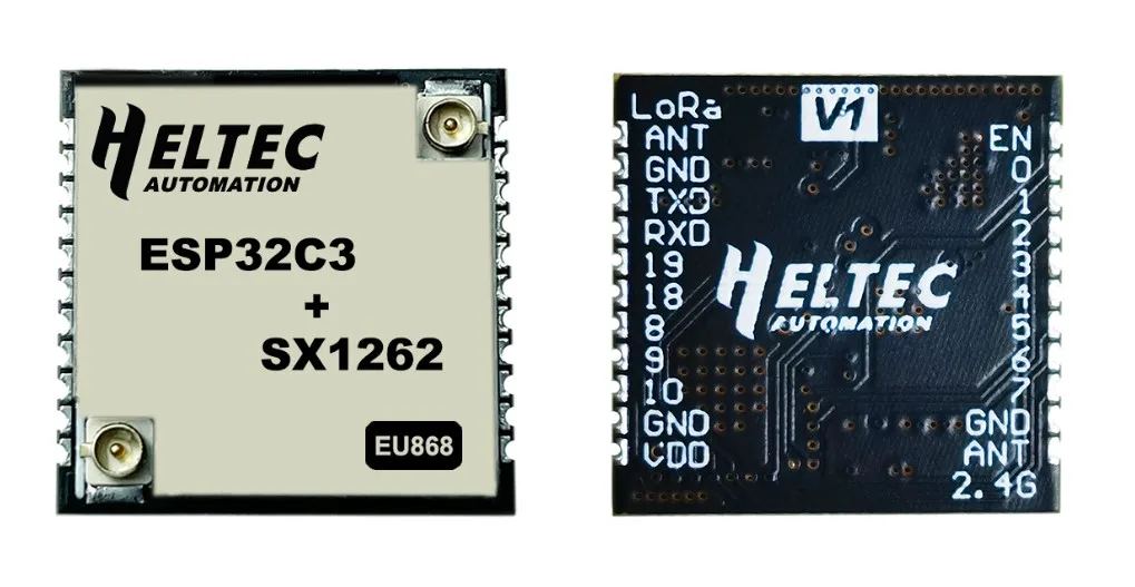 Modul Heltec HT-CT62 s ESP32-C3 a SX1262 zobrazený z obou stran