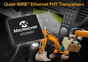 Grafika čipu Microchip KSZ8061 a technologie Quiet-WIRE Ethernet PHY
