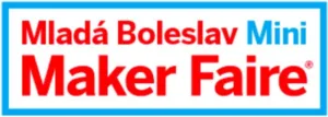 Logo akce Mladá Boleslav Mini Maker Faire v červeném a modrém písmu