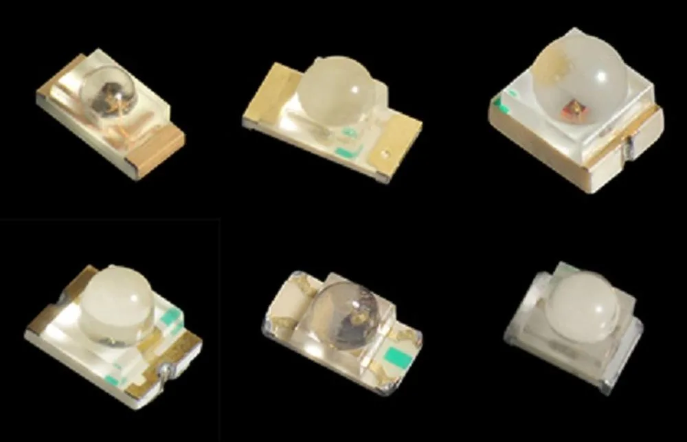 Šest SMD LED s čočkovým vrchlíkem v různých provedeních