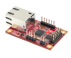 Modul Serial to Ethernet WIZnet na červené desce s konektorem USB