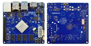 Přední a zadní strana jednodeskového počítače Odroid-N1