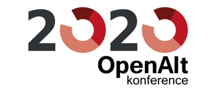 Logo konference OpenAlt 2020 s červeným a tmavě šedým nápisem