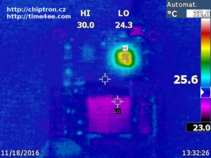 Termokamera zobrazuje teplotní mapu Orange Pi Zero