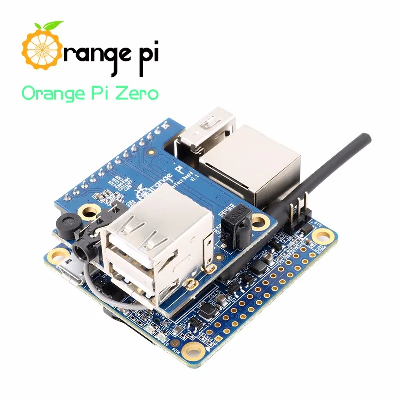 Rozšiřující shield s USB konektory nasazený na desce Orange Pi Zero