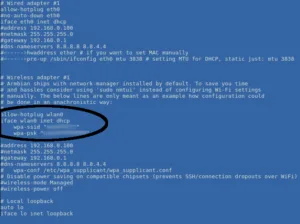 Konfigurace WiFi rozhraní wlan0 v Armbianu, včetně SSID a hesla