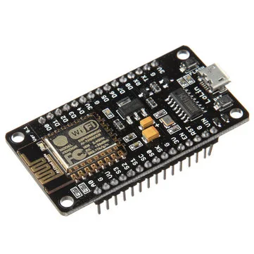 Černá vývojová deska NodeMCU v3 Lolin s konektory po stranách