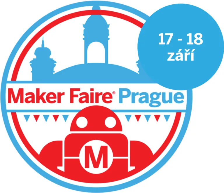 Odznak Maker Faire Prague s termínem konání 17.–18. září