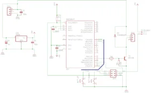 Schéma zapojení PWM regulace s mikrořadičem ATmega8