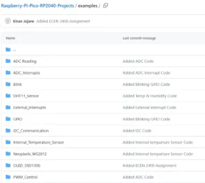 Seznam ukázkových projektů pro Raspberry Pi Pico RP2040 v repozitáři GitHub