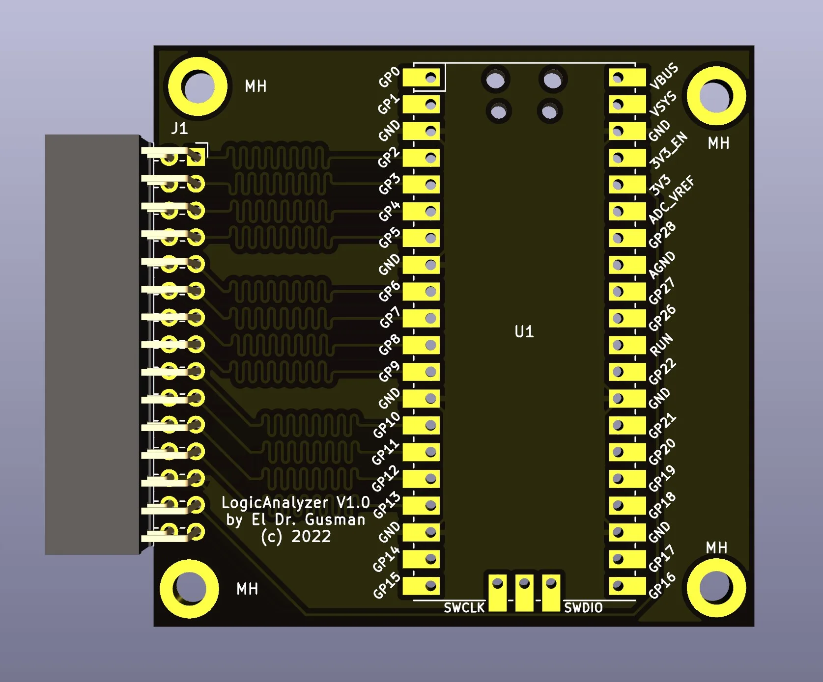 Návrh desky logického analyzátoru pro Raspberry Pi Pico s 24 kanály