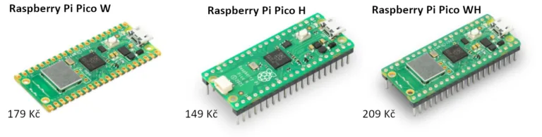 Srovnání desek Raspberry Pi Pico W, Raspberry Pi Pico H a Raspberry Pi Pico WH