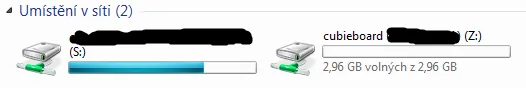 Průzkumník Windows zobrazuje síťové složky, včetně sdílení Cubieboard