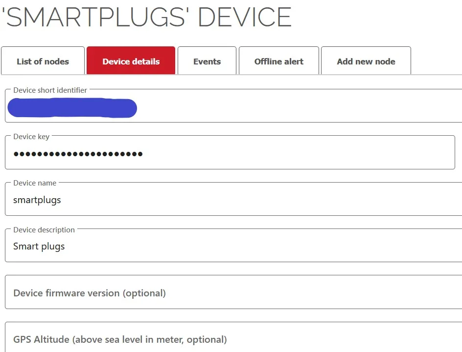 Nastavení zařízení Smart Plugs v IoT Guru s identifikátorem a klíčem