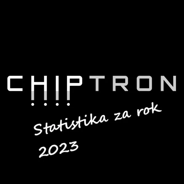 Logo CHIPTRON s nápisem statistika za rok 2023